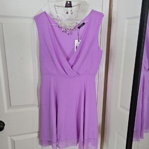 Lavender Sleeveless Dress With Matching Necklace And Earrings